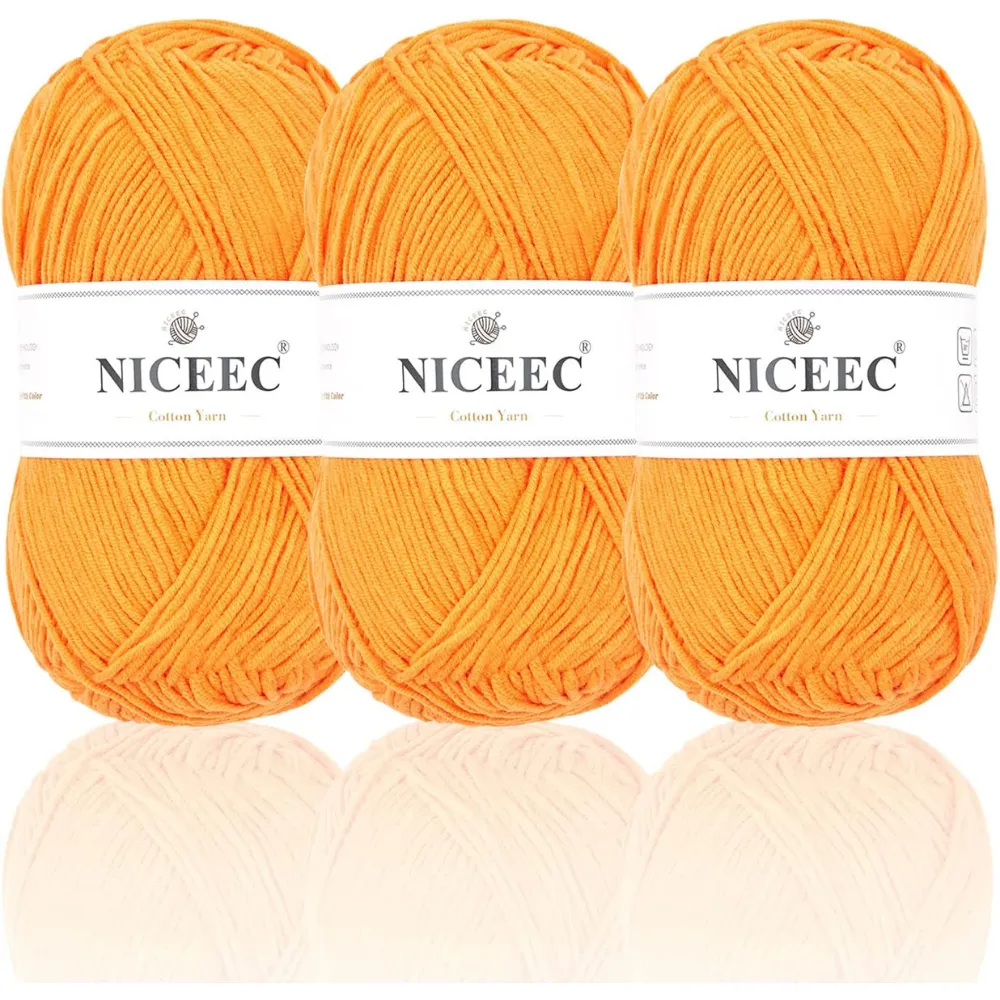 NICEEC 3 Skeins Soft Cotton Baby Yarns